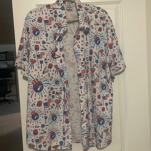 Bucee's White American Themed Button Down